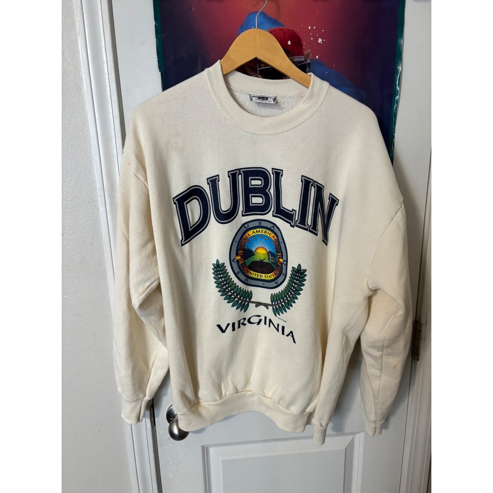 Vintage Lee Dublin Virginia Sweatshirt Mens XL Cream All American Made in USA